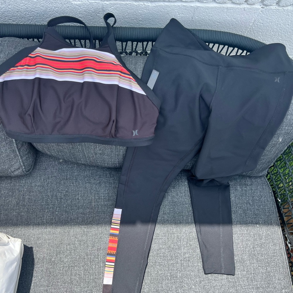 Hurley Black and Red Leggings Performance Wear